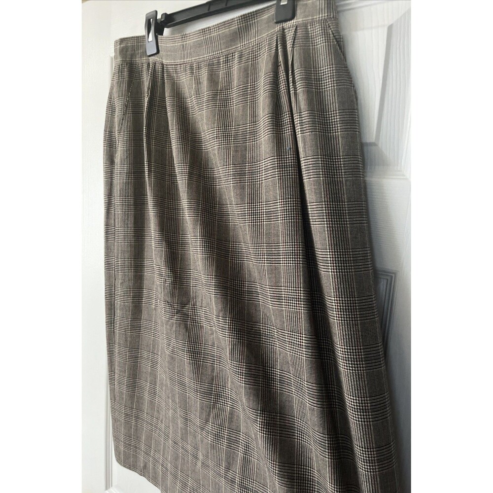 Hawksley & Wight VTG Skirt Women Black White Red Plaid 100Wool Career Classic 12